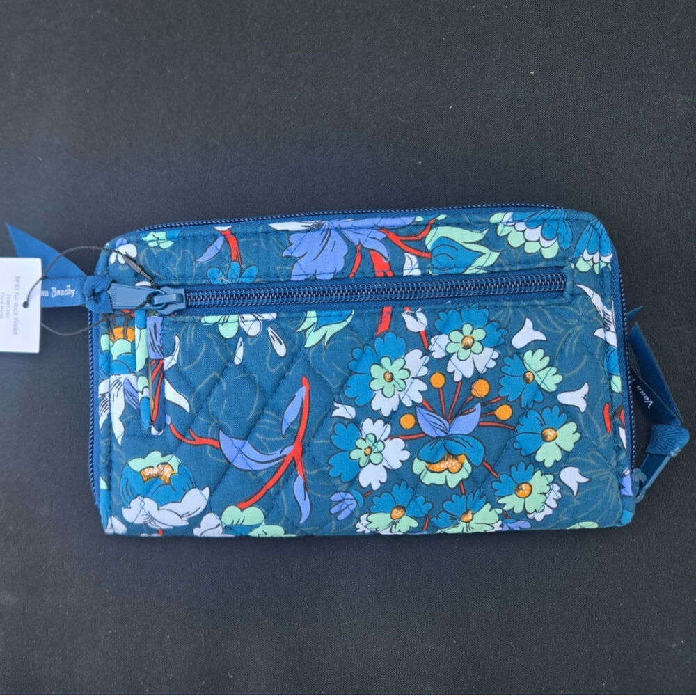 Vera Bradley RDIF Turn Lock Wallet Floral Bursts NWT - Picture 2 of 11